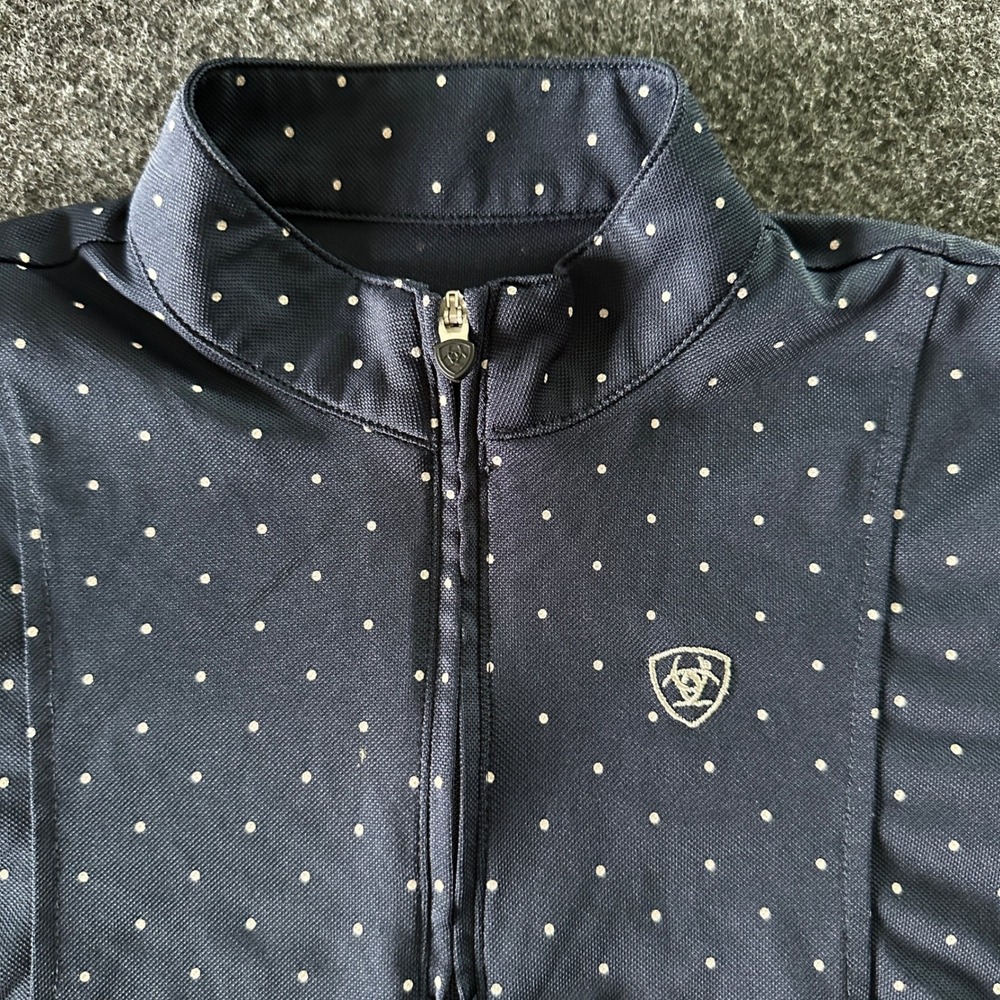 Ariat Kids Navy Polka Dot AriatTek Heat Series Quarter Zip Performance Top S